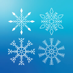 Winter Snowflake Collection on Blue Gradient