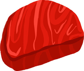 Hand-Drawn Watercolor Red Meat Fillet Tuna Beef Steak
