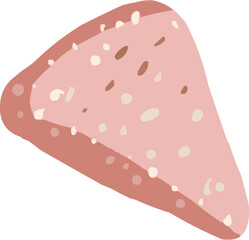 Hand-Drawn Watercolor Isolated Single Sausage Slice Meat