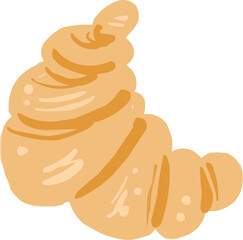 Hand-Drawn Watercolor Sketchy French Croissant Pastry