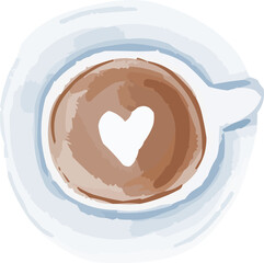 Watercolor Top View Coffee Cup Heart Foam Saucer