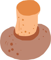 Watercolor Sketchy Isolated Single Champignon Mushroom