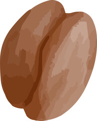 Hand-Drawn Watercolor Isolated Single Coffee Bean Element