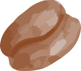 Watercolor Sketchy Isolated Single Coffee Bean Element