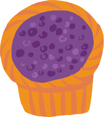 Hand-Drawn Watercolor Berry Pie with Black Currant