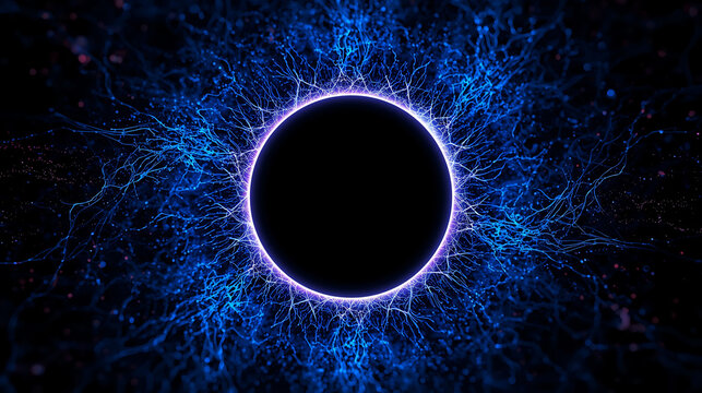 Abstract Black Hole with Electrical Discharges and Energy Field a Conceptual Visualization - Powered by Adobe