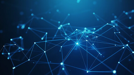 Abstract Blue Network Background with Connected Dots and Lines for Technology Concepts