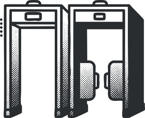 A set of gym weightlifting equipment featuring dumbbells in black and white outline vector style, suitable for fitness branding and promotional materials