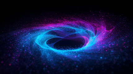 Obraz premium Abstract Colorful Swirl of Galaxy Particles Cosmic Energy Vortex with Deep Black Center