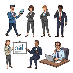 set of business people