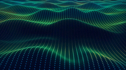 Abstract digital landscape with dynamic wave patterns for futuristic technology and data visualization