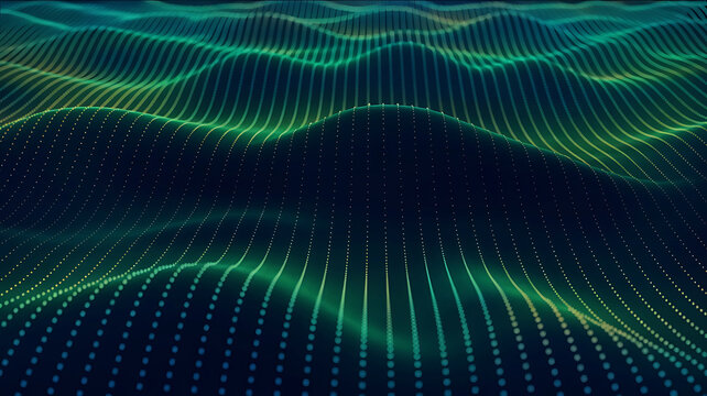 Abstract digital landscape with dynamic wave patterns for futuristic technology and data visualization