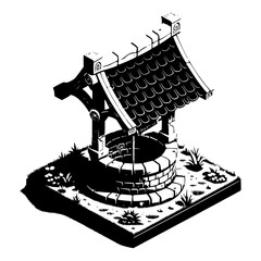 ornate wishing well vector image illustration