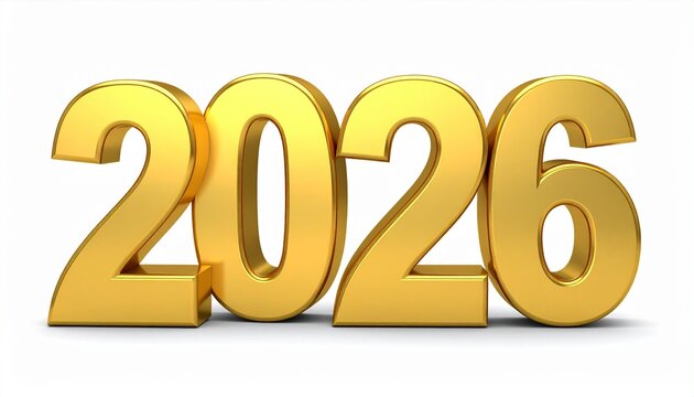 Gold 3D “2026” numerals on white background with small figure climbing ladder toward the number.