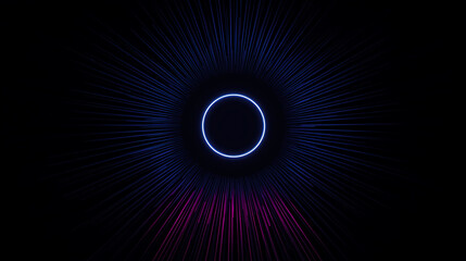 Abstract Glowing Circle with Lines Radiating Outward Creates a Futuristic Portal Effect