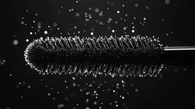 selective focus mascara wand brushing