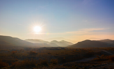 Sunset haze in the mountains