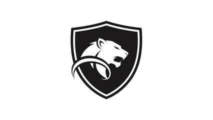 Roaring panther head inside a black shield logo design.