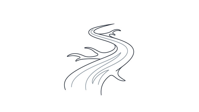 Stylized Tree Trunk with Branches Line Art.