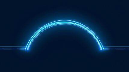 Abstract Neon Blue Arc Shape on Dark Background Digital Futuristic Illustration