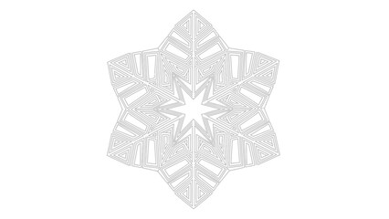 Intricate White Snowflake Design on White Background.