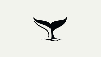 Naklejka premium Elegant Whale Tail Silhouette Emerging from Water, Minimalist Design.