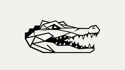 Geometric Alligator Head Logo Design with Open Mouth and Sharp Teeth.
