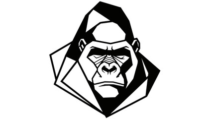 Stylized geometric gorilla head in black and white. © arby