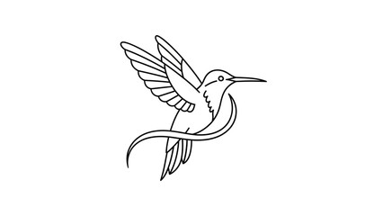 Elegant Hummingbird Illustration - A Minimalist Line Art Design.