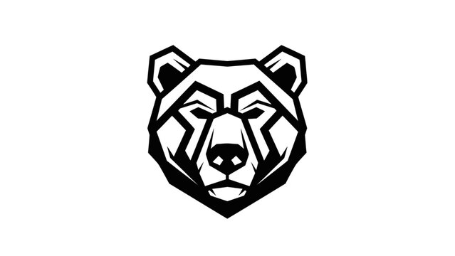 Geometric Bear Head Logo Design in Black and White.
