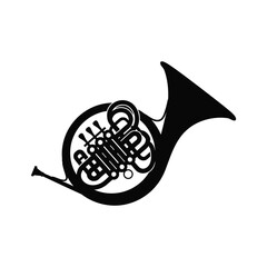 A French Horn silhouette vector art illustration