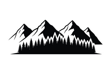 Forest and mountain landscape silhouette nature scene vector illustration