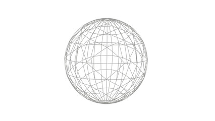Intricate wireframe sphere representing a complex three dimensional structure.