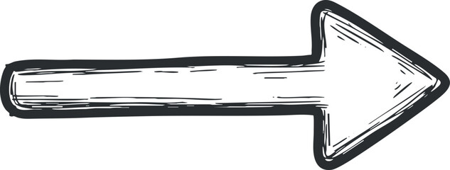 A hand-drawn arrow pointing to the left in black and white outline vector style, suitable for navigation and directional signage