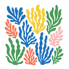 Colorful abstract seaweed collage on white background matisse inspired © sumaiyagd10