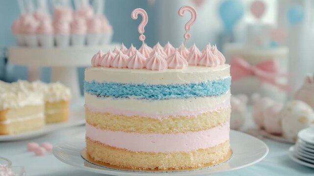 selective focus gender reveal cake closeup