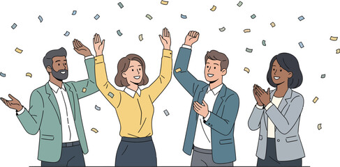 Joyful Celebration Moment for Diverse Team