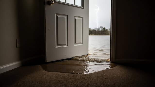 Flooding room with water and open door