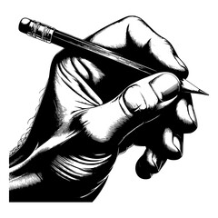 a hand holding a pencil vector image illustration