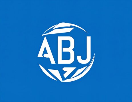Modern ABJ Logo Design with Abstract Globe on Blue Background.