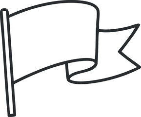 An outline of a waving flag in minimalist vector style, suitable for various design and communication projects