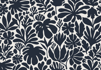 Stylish modern botanical vector pattern illustration for seamless elegant surface design and decor