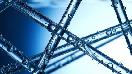 Dynamic water flows through clear tubes with mesmerizing bubbles in this scientific video, perfect for research or product demonstration