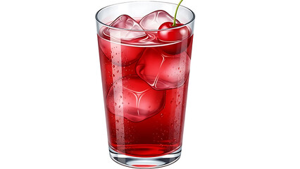 Refreshing red cocktail with ice and cherry