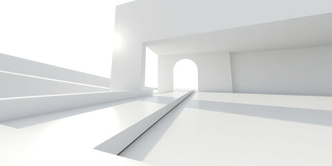 Fototapeta premium Minimalist White Architecture with Clean Lines and Bright Light Passage