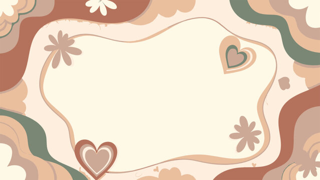 Whimsical Mother's Day frame with floral and heart motifs, celebrating love and family with a soft, retro aesthetic - Powered by Adobe