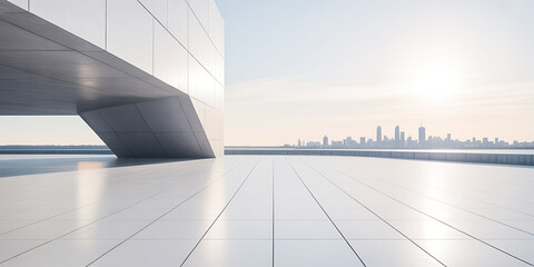 Modern architecture urban landscape with geometric structure and city skyline