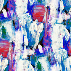 Abstract seamless pattern with acrylic painting. Hand-drawn illustration.