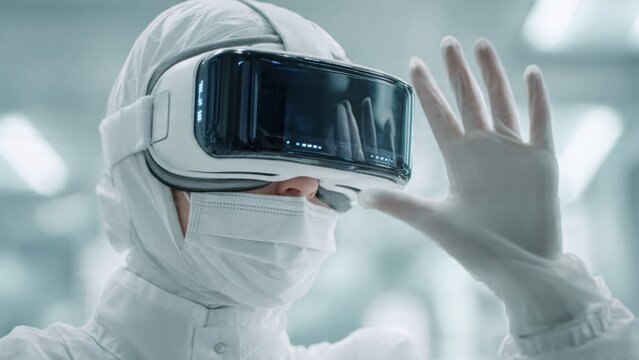 Middle Eastern Female Doctor Using VR Headset