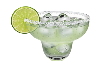 Refreshing margarita cocktail with lime and salt rim
